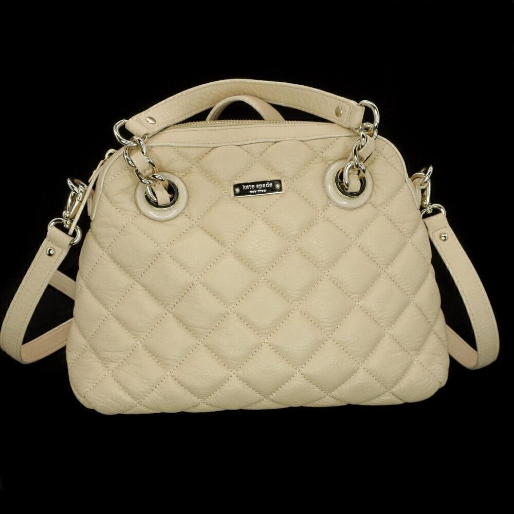 Kate Spade Gold Coast Georgina 2-Way Beige Quilted Crossbody Purse with Dust Bag